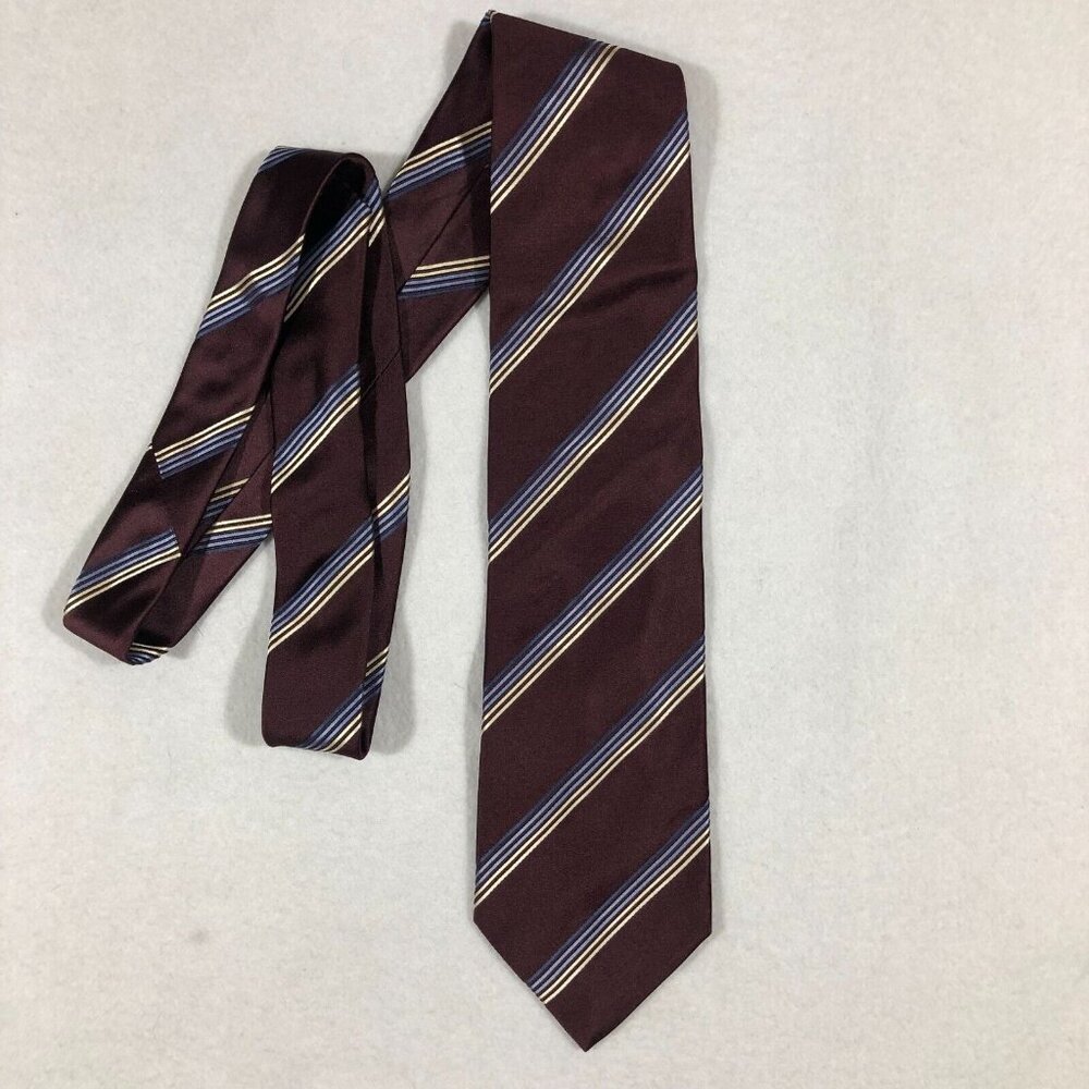 Ermenegildo Zegna Tie Mens Silk Cotton Blend Stripe Neck Tie Multicolor Career
